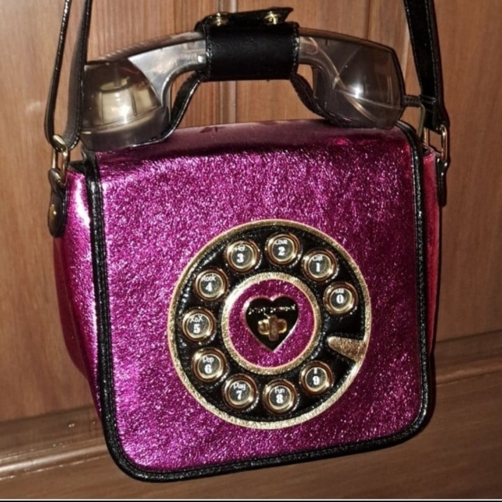 Betsey Johnson Kitsch Off The Hook Hotline Call Me Baby Phone Crossbody Bag Pink - Picture 13 of 15